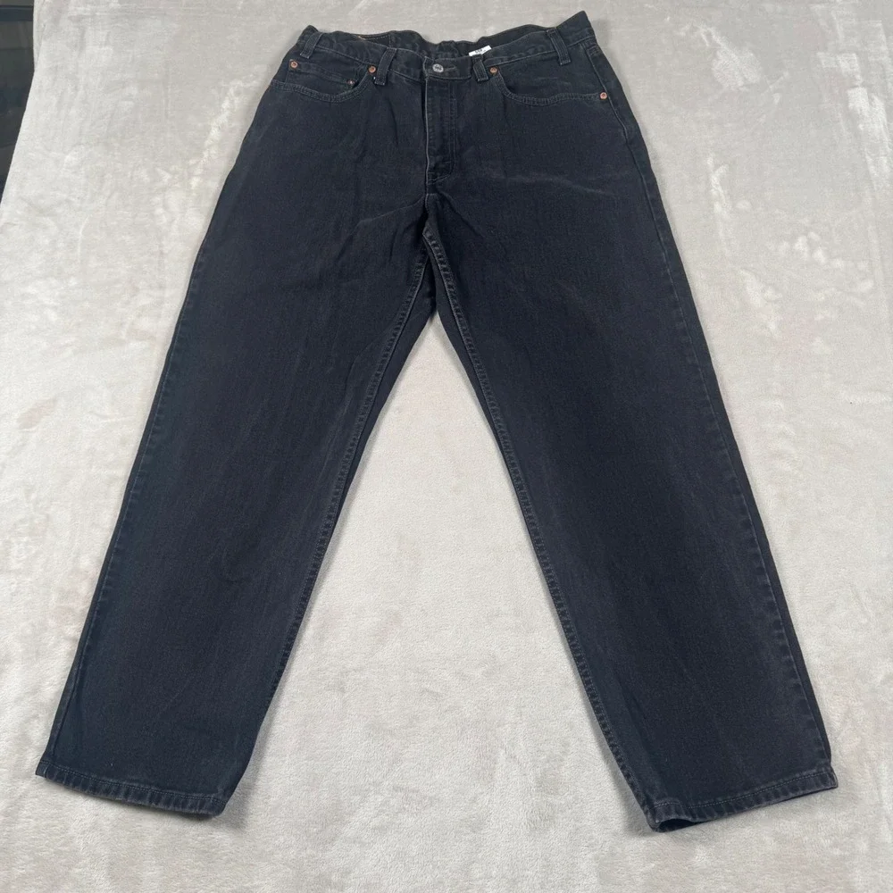 Vintage Levi's 550 Relaxed Fit Jeans Men 36x30 Black Tapered Leg Denim Y2K Hole*